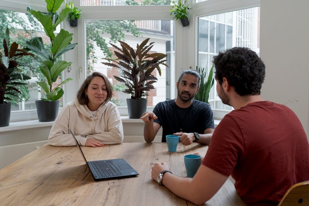 Team discussing nonprofit work