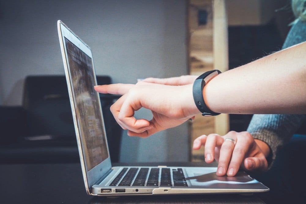 Working together on a laptop